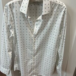 Nordstrom White Shirt with Blue Accents